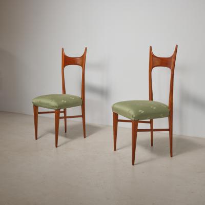 Pair of Italian 1950s Side Chairs in Exotic Wood Restored Shellac Finish