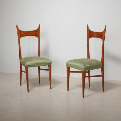 Pair of Italian 1950s Side Chairs in Exotic Wood Restored Shellac Finish