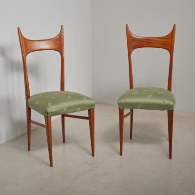 Pair of Italian 1950s Side Chairs in Exotic Wood Restored Shellac Finish