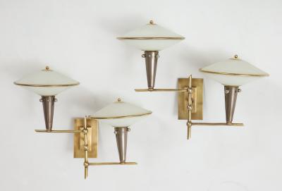 Pair of Italian 1950s Wall Sconces with Glass Shades