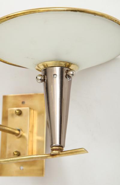 Pair of Italian 1950s Wall Sconces with Glass Shades