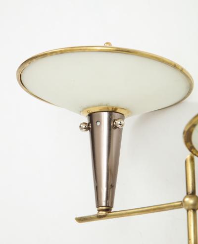 Pair of Italian 1950s Wall Sconces with Glass Shades