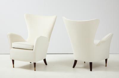 Pair of Italian 1950s Wing High Back Armchairs