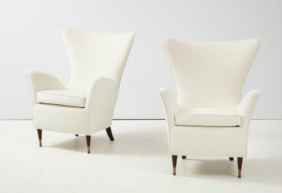 Pair of Italian 1950s Wing High Back Armchairs
