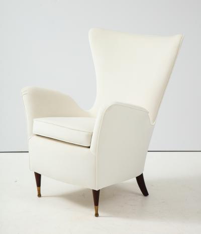 Pair of Italian 1950s Wing High Back Armchairs