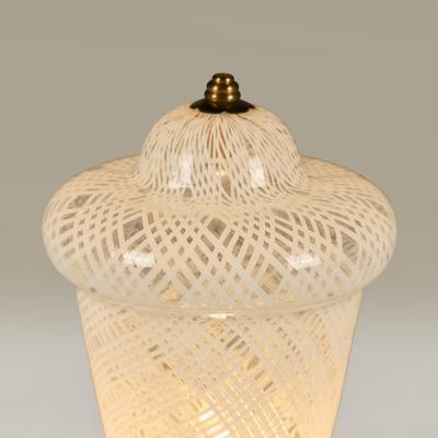 Pair of Italian 1950s brass and Murano Reticello table lights