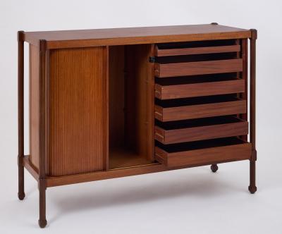 Pair of Italian 1960s Cabinets with Rounded Tambour Doors