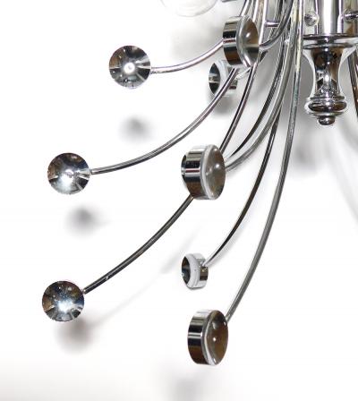 Pair of Italian 1960s Chromed Steel 6 light Farfalla Butterfly Pendant Lights