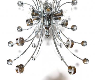 Pair of Italian 1960s Chromed Steel 6 light Farfalla Butterfly Pendant Lights