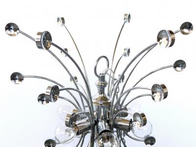 Pair of Italian 1960s Chromed Steel 6 light Farfalla Butterfly Pendant Lights