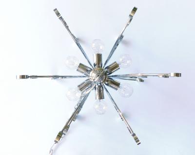 Pair of Italian 1960s Chromed Steel 6 light Farfalla Butterfly Pendant Lights
