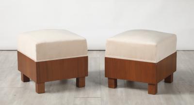 Pair of Italian 1960s Walnut Square Stools