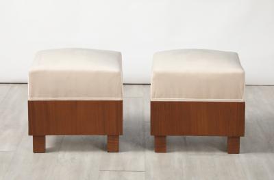 Pair of Italian 1960s Walnut Square Stools