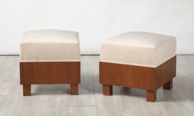 Pair of Italian 1960s Walnut Square Stools