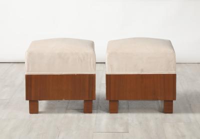 Pair of Italian 1960s Walnut Square Stools