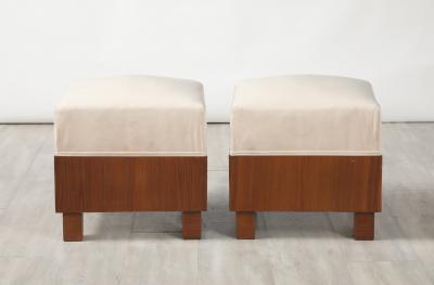 Pair of Italian 1960s Walnut Square Stools