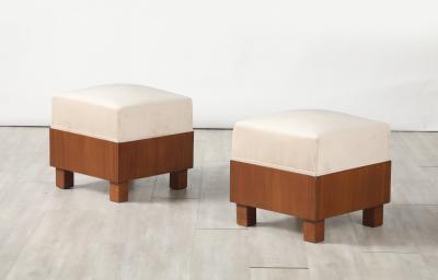 Pair of Italian 1960s Walnut Square Stools