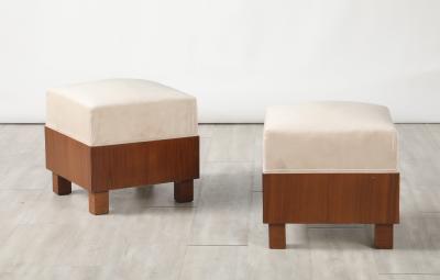 Pair of Italian 1960s Walnut Square Stools