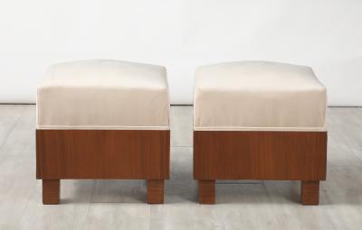Pair of Italian 1960s Walnut Square Stools