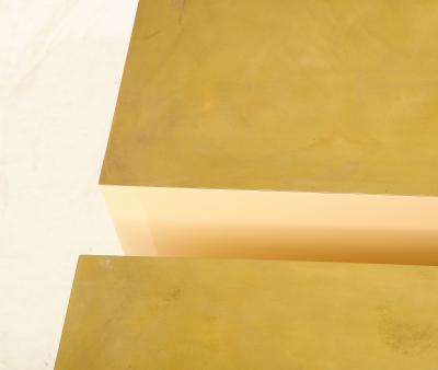 Pair of Italian 1970s Brass and Lacquer Cube Form Coffee Tables