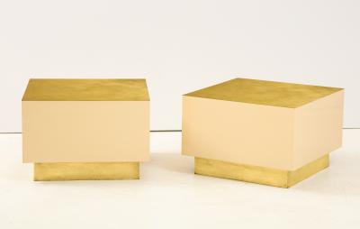 Pair of Italian 1970s Brass and Lacquer Cube Form Coffee Tables
