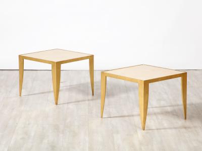 Pair of Italian 1970s Gilt Metal and Travertine Tables