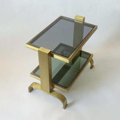 Pair of Italian 1970s brass and glass bedside tables