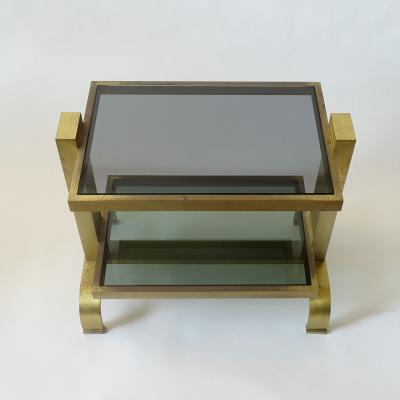 Pair of Italian 1970s brass and glass bedside tables