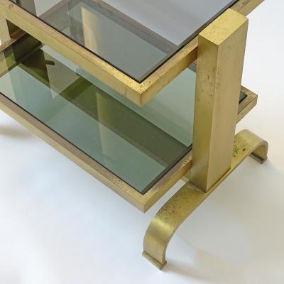 Pair of Italian 1970s brass and glass bedside tables