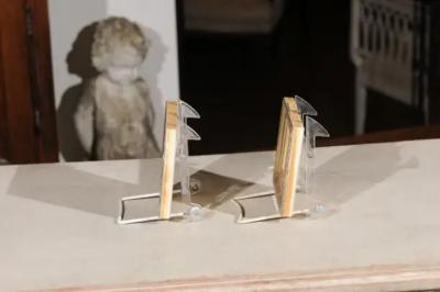 Pair of Italian 19th Century Engravings Depicting Capitals in Silver Frames