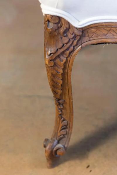 Pair of Italian 19th Century Rococo Style Carved Walnut Upholstered Armchairs