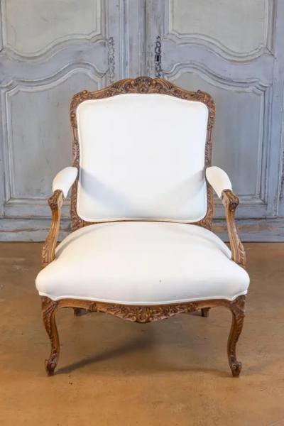 Pair of Italian 19th Century Rococo Style Carved Walnut Upholstered Armchairs