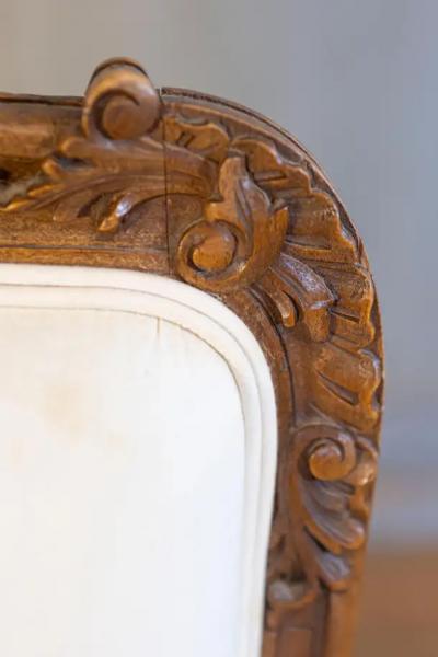 Pair of Italian 19th Century Rococo Style Carved Walnut Upholstered Armchairs