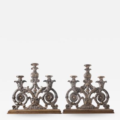 Pair of Italian 19th Century Silver and Gold Gilt Candelabra