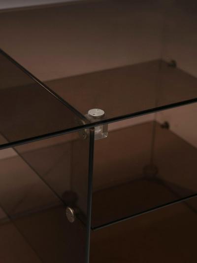 Pair of Italian 70s Smoked Glass Night Stands