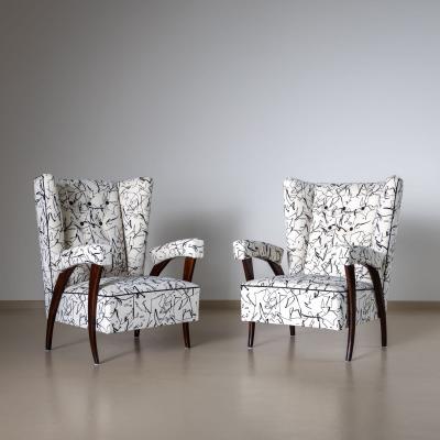 Pair of Italian Armchairs attributed to Paolo Buffa Mid 20th Century