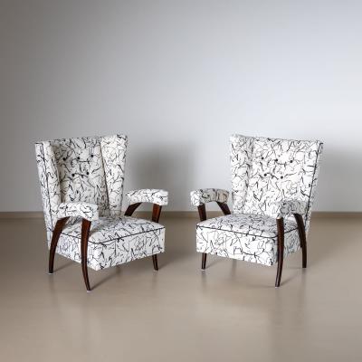 Pair of Italian Armchairs attributed to Paolo Buffa Mid 20th Century