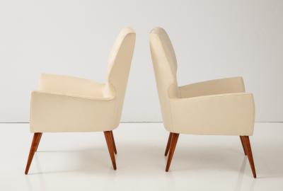 Pair of Italian Armchairs with Wood Legs Italy circa 1940