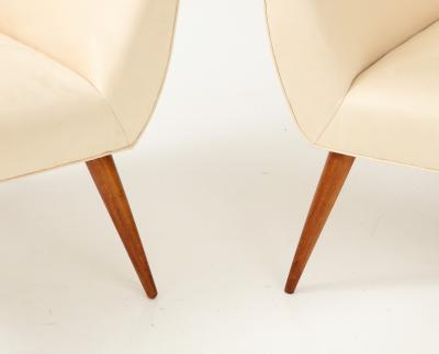 Pair of Italian Armchairs with Wood Legs Italy circa 1940