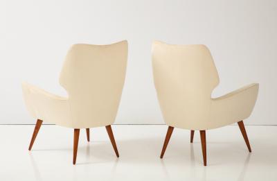 Pair of Italian Armchairs with Wood Legs Italy circa 1940