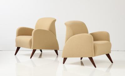 Pair of Italian Art Deco Lounge Chairs circa 1940