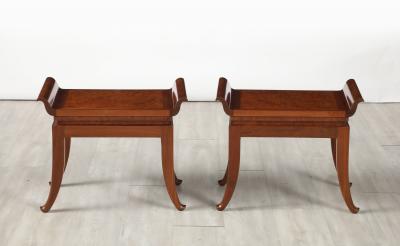 Pair of Italian Art Deco Mahogany Stools circa 1930