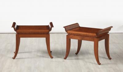 Pair of Italian Art Deco Mahogany Stools circa 1930