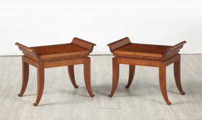 Pair of Italian Art Deco Mahogany Stools circa 1930