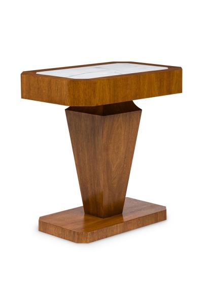 Pair of Italian Art Deco Style Single Drawer Marble Top End Tables