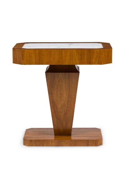 Pair of Italian Art Deco Style Single Drawer Marble Top End Tables