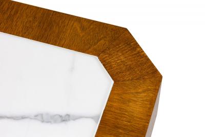 Pair of Italian Art Deco Style Single Drawer Marble Top End Tables