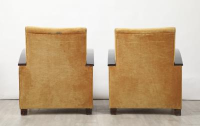 Pair of Italian Art Deco Walnut Lounge Chairs circa 1940