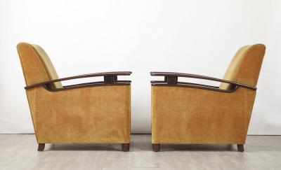 Pair of Italian Art Deco Walnut Lounge Chairs circa 1940