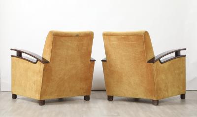 Pair of Italian Art Deco Walnut Lounge Chairs circa 1940